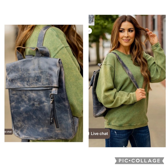 NWT Bed Stu Leather Howie Flapover Leather Backpack Cobalt Lux Retail $365 main image 13